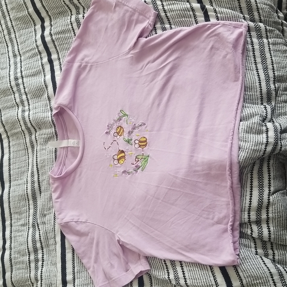 Clammy Heart Bee and Lavender Embroidered Crop Top - Picture 3 of 6